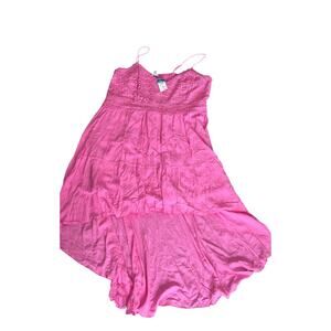 RUE Women's 4X Petunia Pink Crochet Boho Tiered Hi Lo Sleeveless Dress Tunic NWT